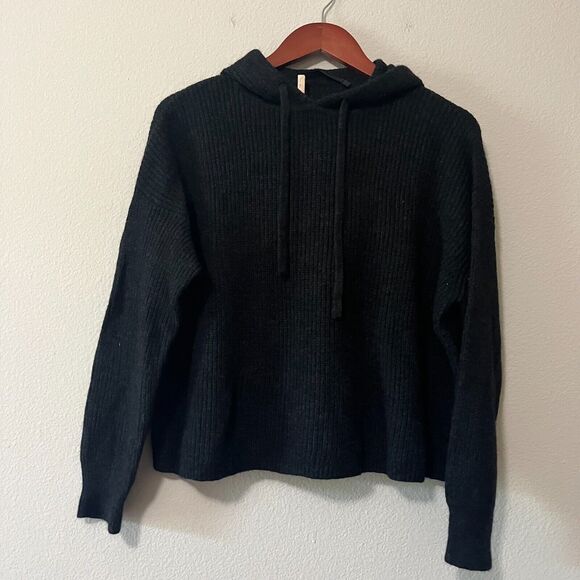Jenni Kayne Sweaters - Jenni Kayne Fisherman Alpaca Merino Long Sleeve Dark Gray Hoodie Sweater SZ M
